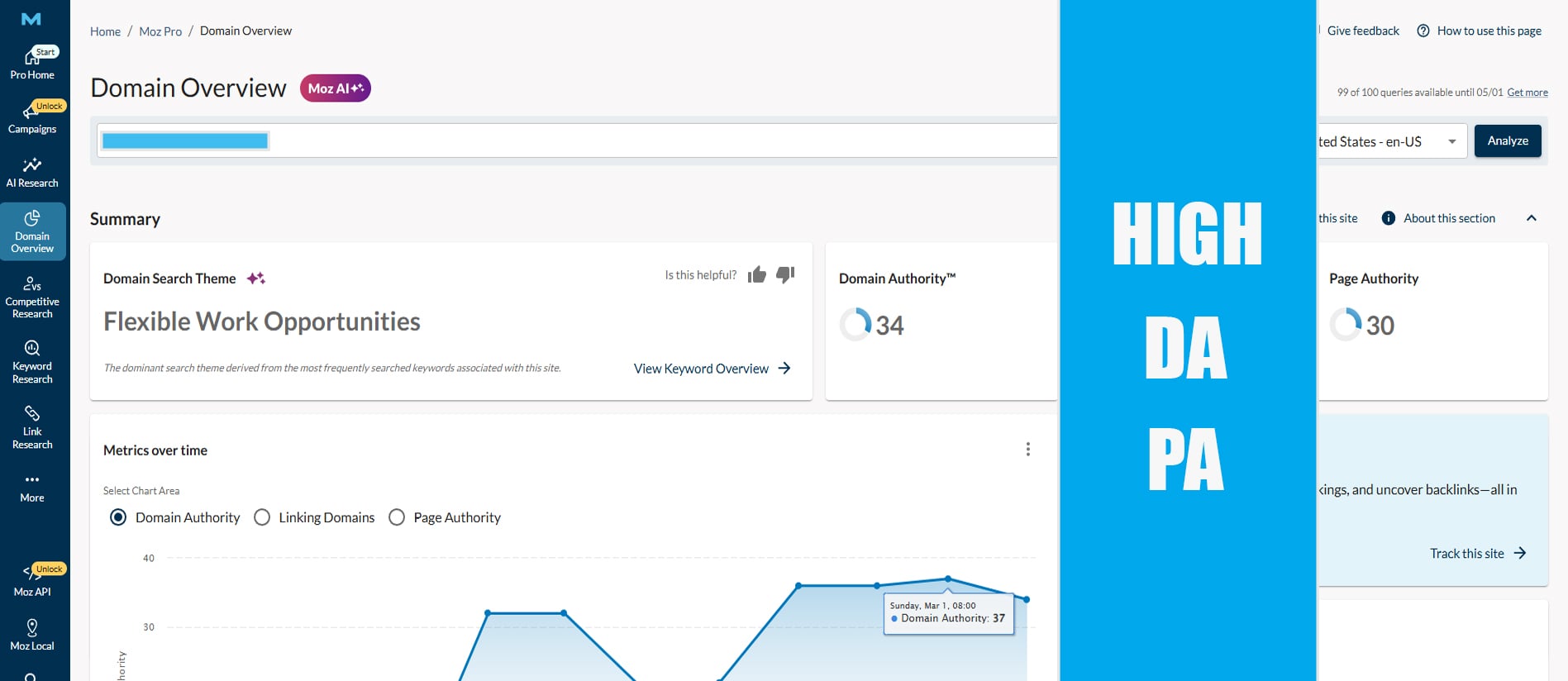 I will increase domain authority MOZ DA/PA 30+ with high quality backlinks