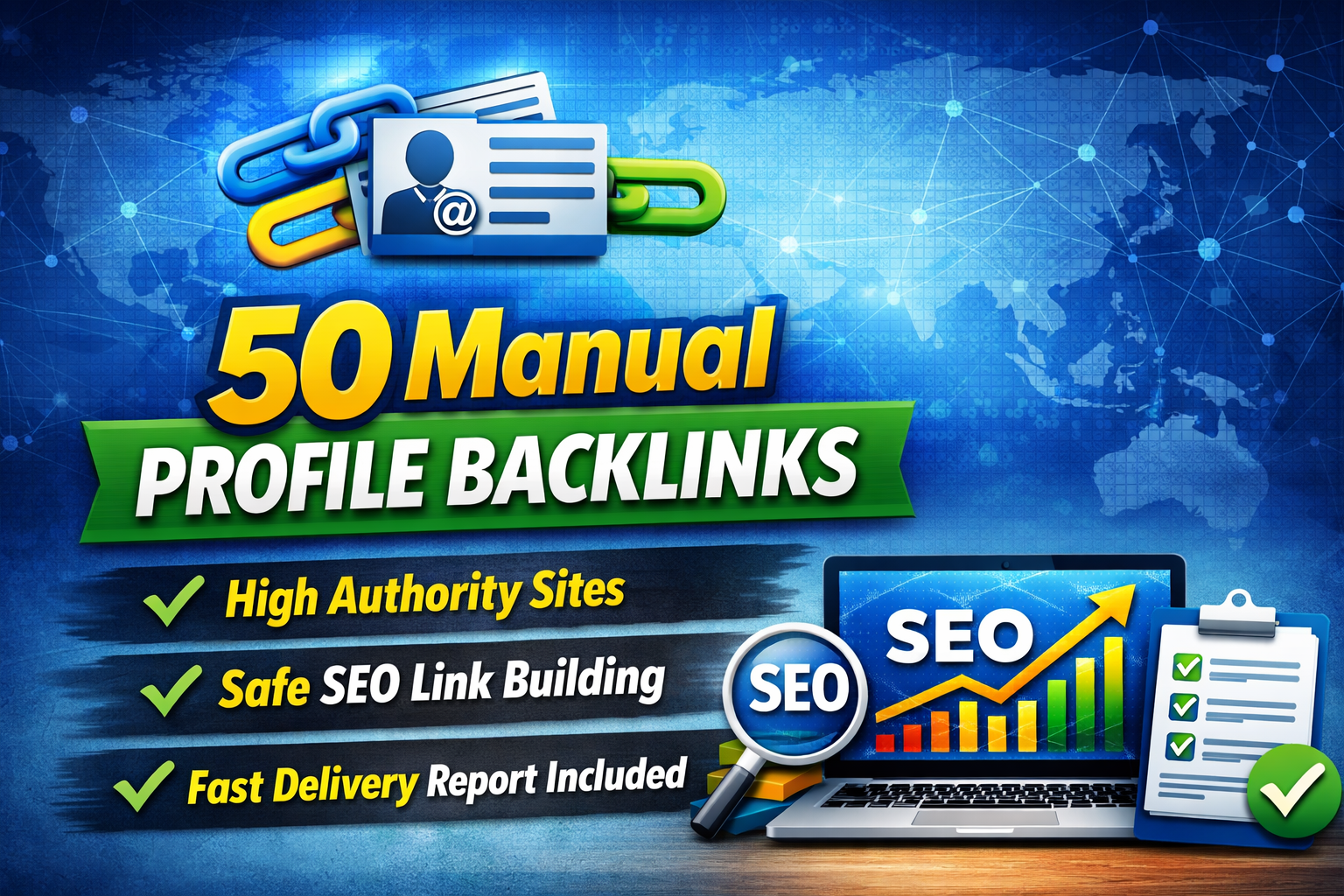I will create 50 manual high DA profile backlinks for your website