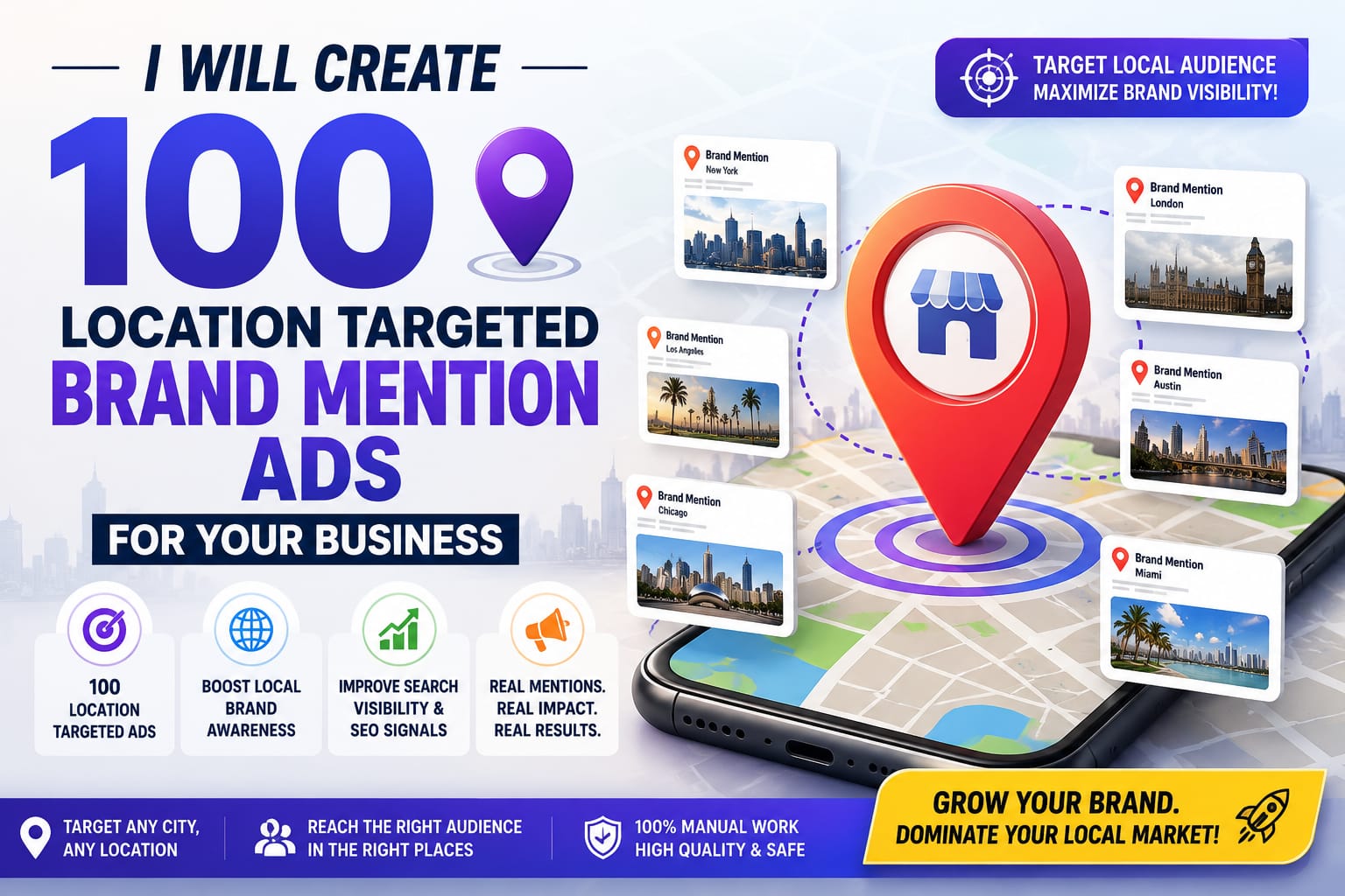 I Will Create 100 Location Targeted Brand Mention for Your Business
