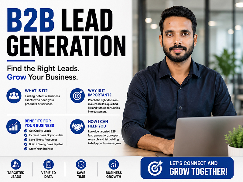 I will do targeted b2b lead generation, lead prospecting and list building