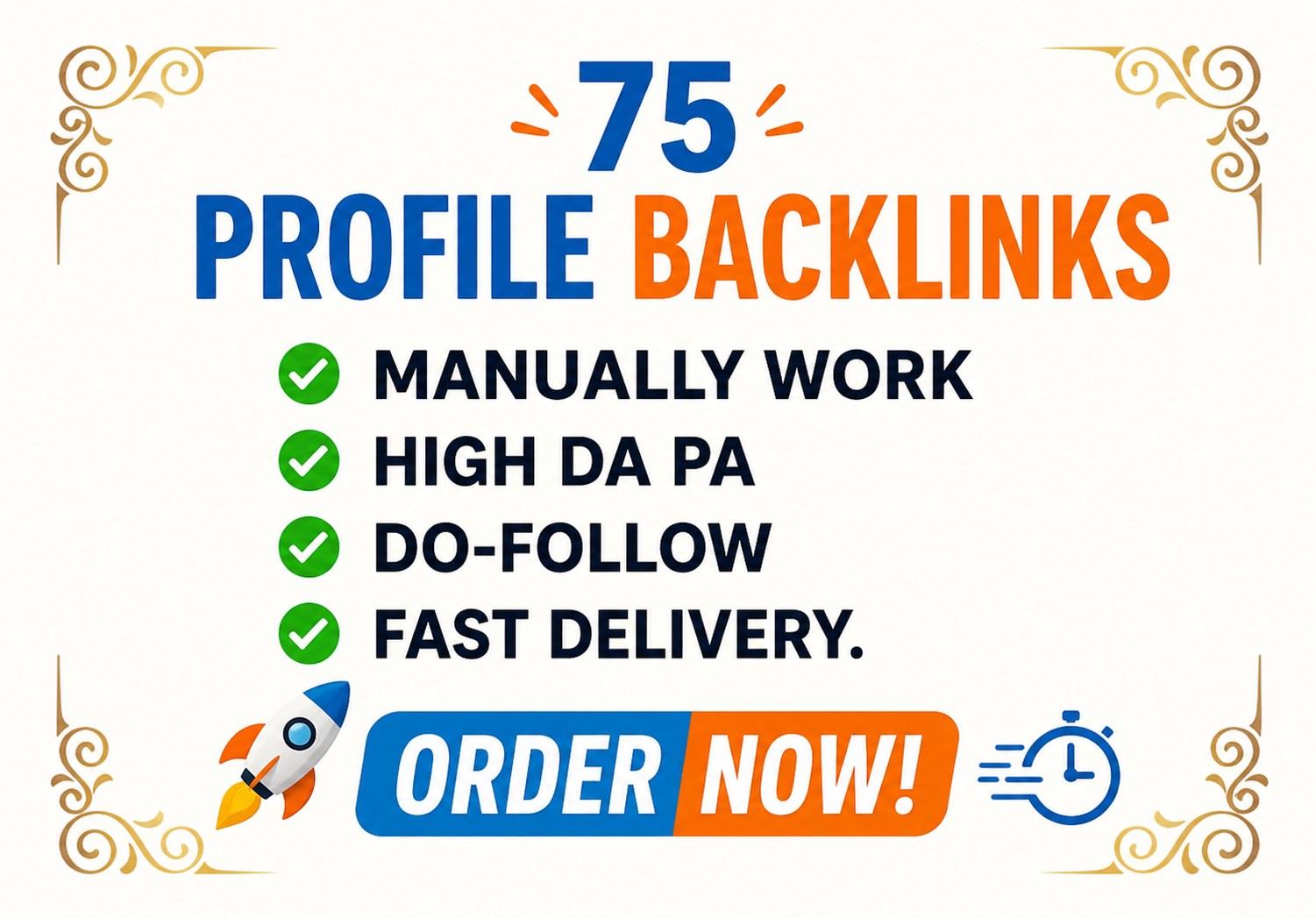 I will Create 75 Manually Profile backlink SEO 