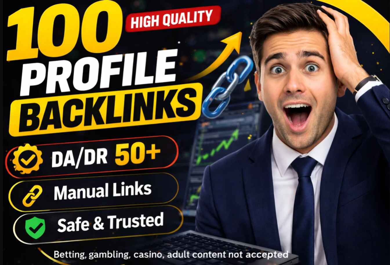 100 High DA/DR Profile Backlinks for SEO Ranking Boost