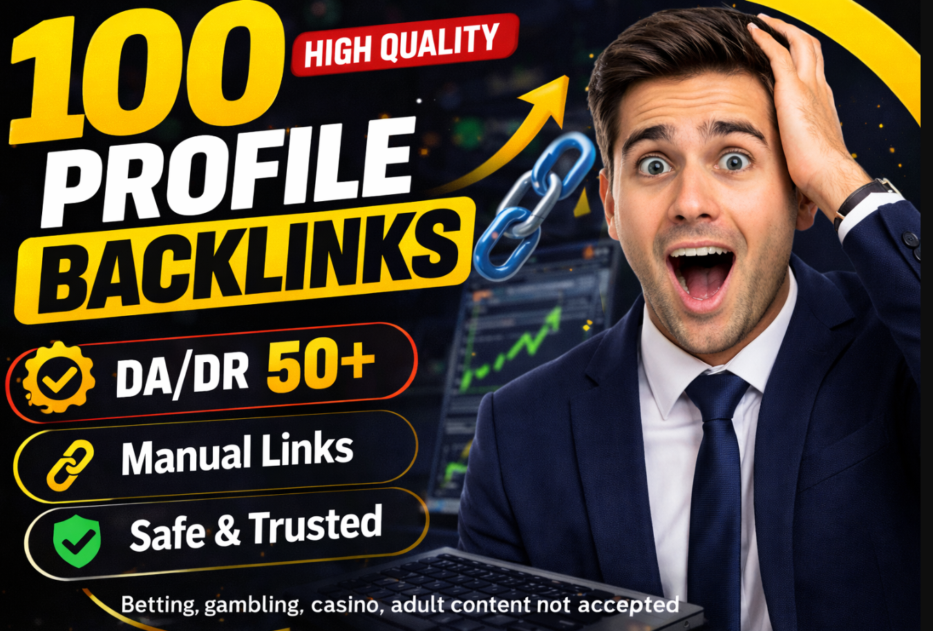 100 High DA/DR Profile Backlinks for SEO Ranking Boost