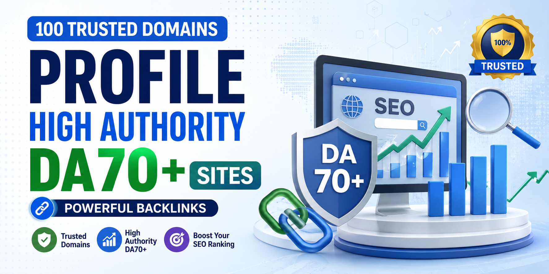 100 Trusted Domains Profile High Authority DA70+ Sites SEO Ranking Boost 