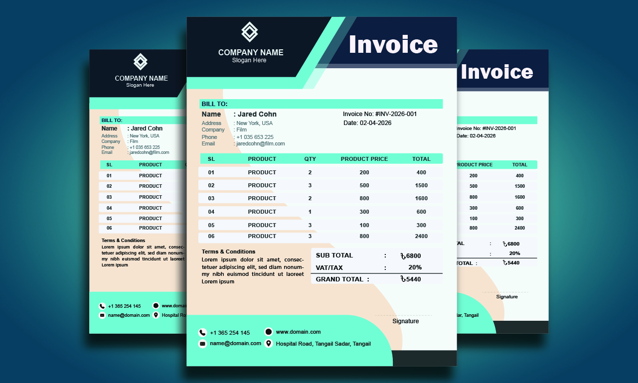 Create Professional Invoice, Letterhead and Receipt Design