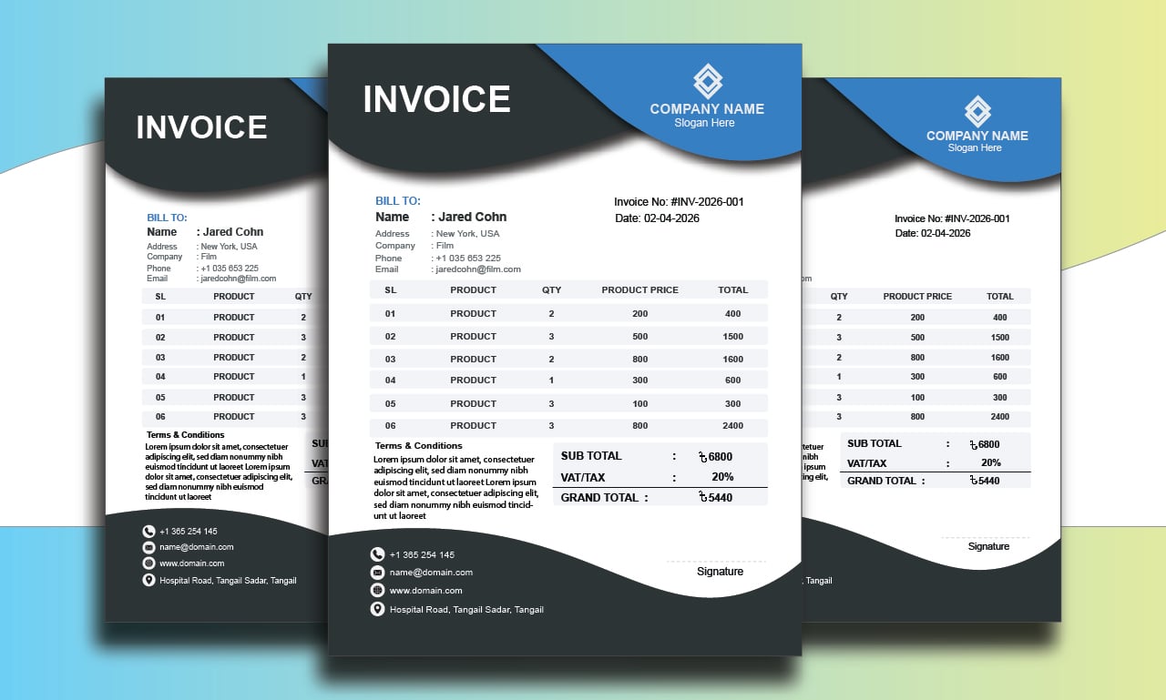 Create Professional Invoice, Letterhead and Receipt Design