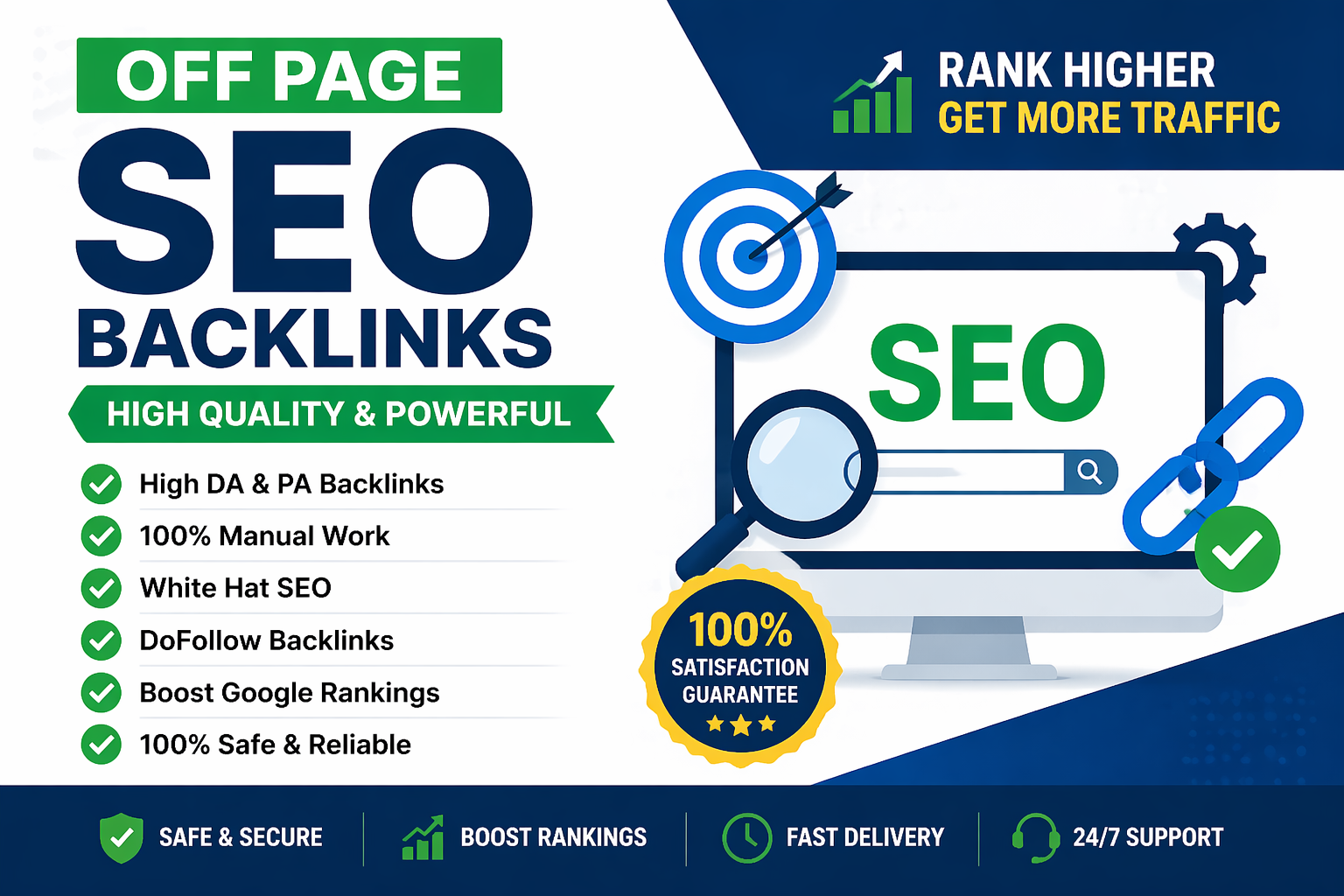 I will do high quality off page SEO backlinks to boost website ranking