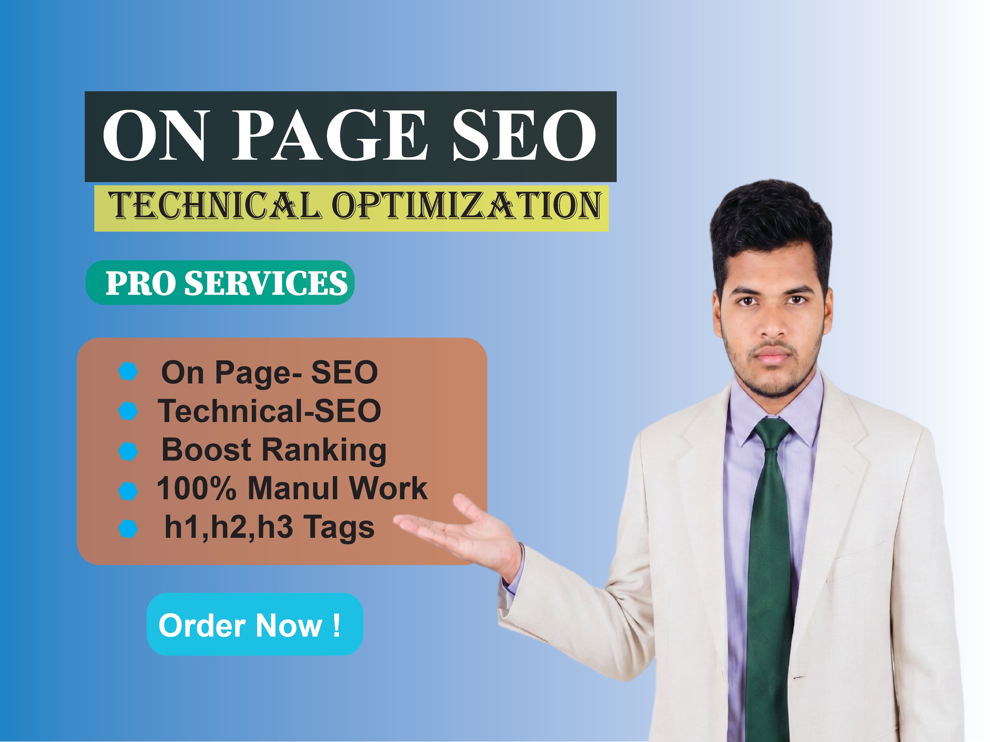 I will do optimize website onpage and technical SEO And 100% Manually work 