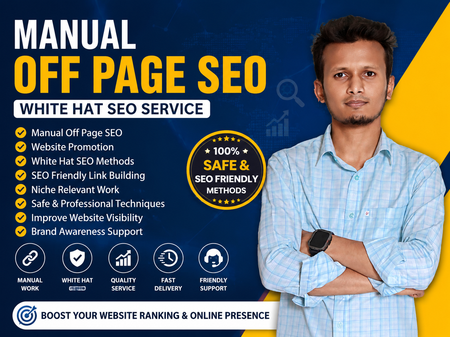 I will do manual white hat off page SEO for website p...