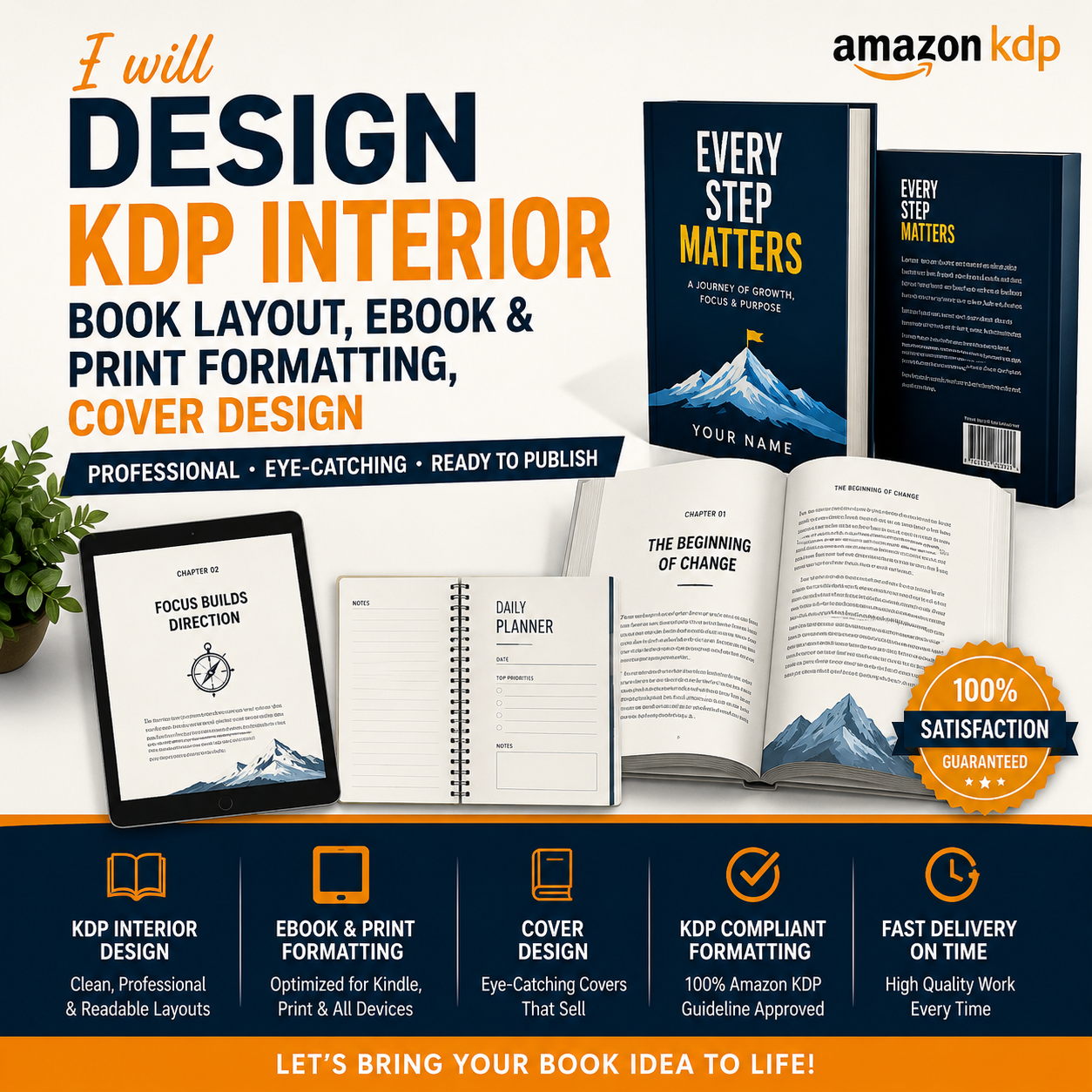 I will design KDP interior book layout, ebook, and print formatting, cover design