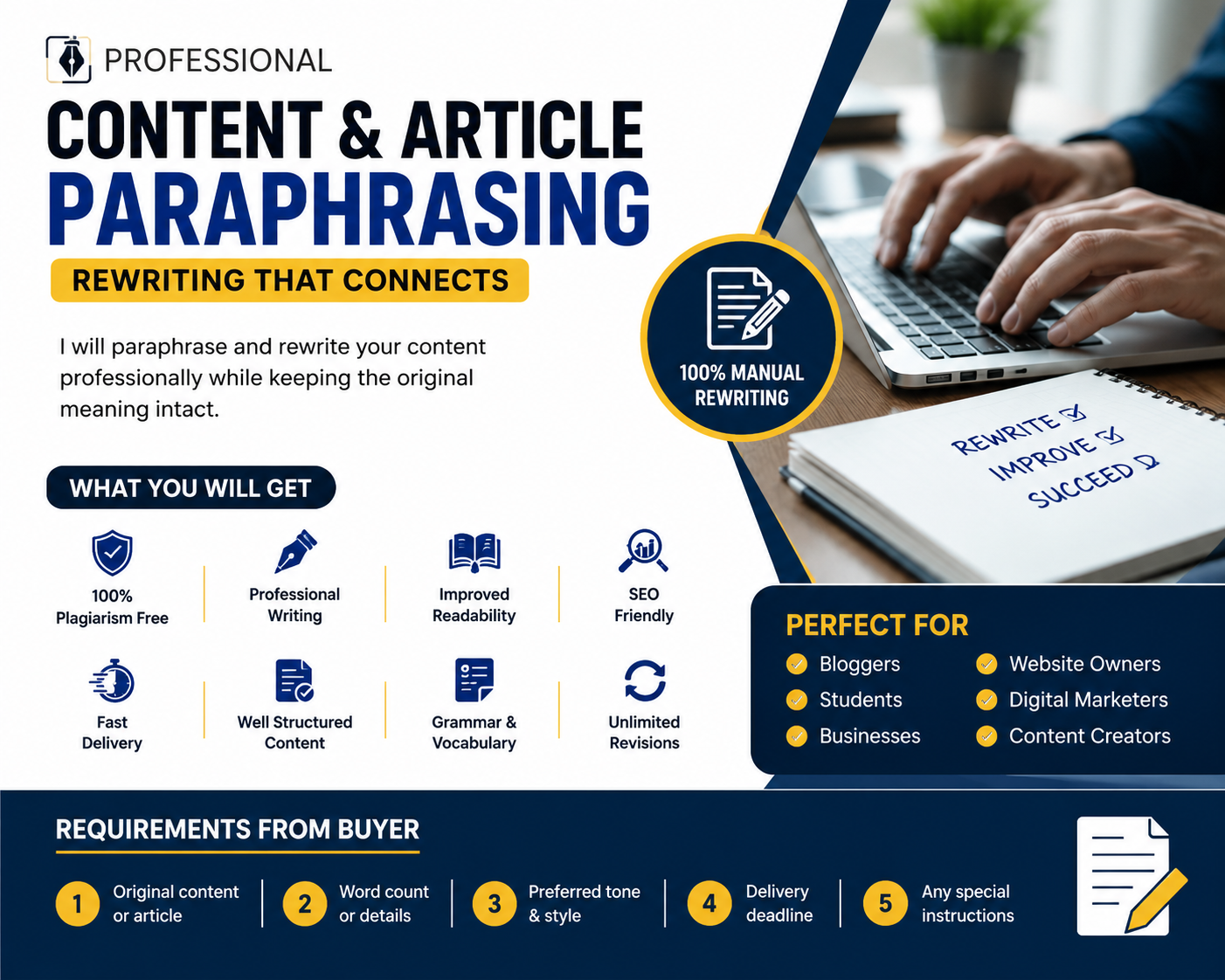 I will do content and article paraphrasing, rewriting professionally.