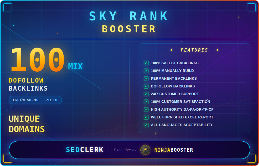 100 Unique Domains DA 50 To 90 + Rank Booster SEO Backlinks