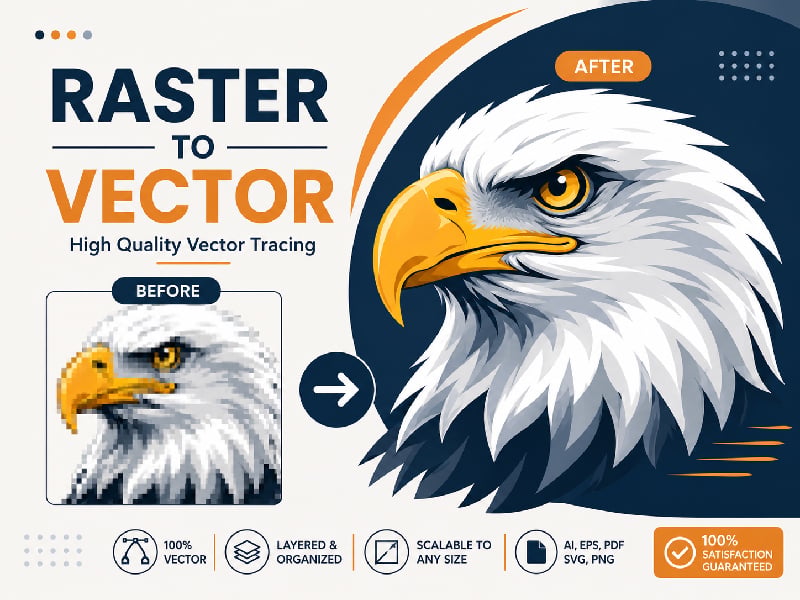 Convert Raster to Vector: Manually Vectorize Image and Redraw Logo