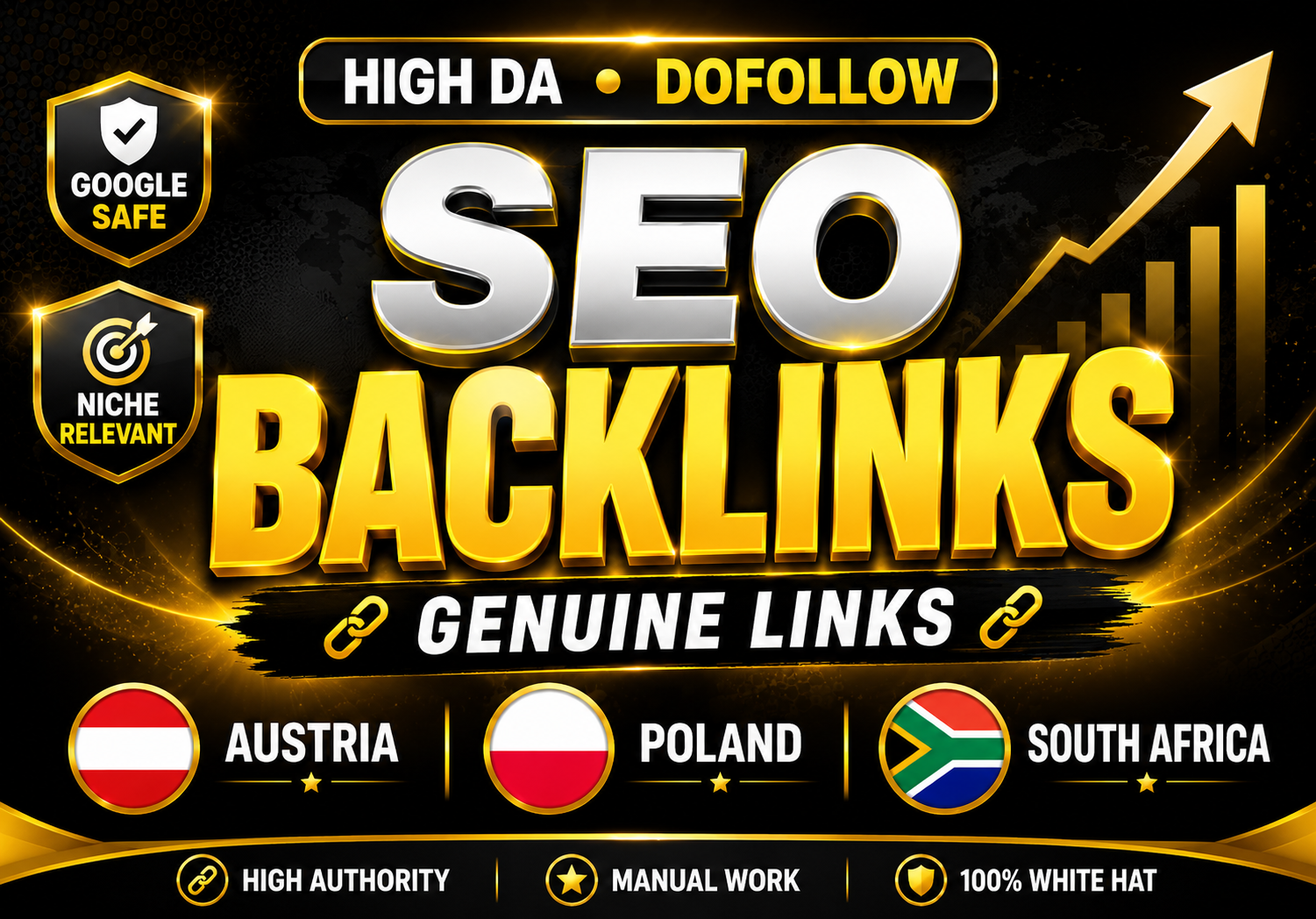 Rank Your Website On Google 35 Genuine Dofollow DA75+ SEO Backlinks Austria/ Poland/ South Africa