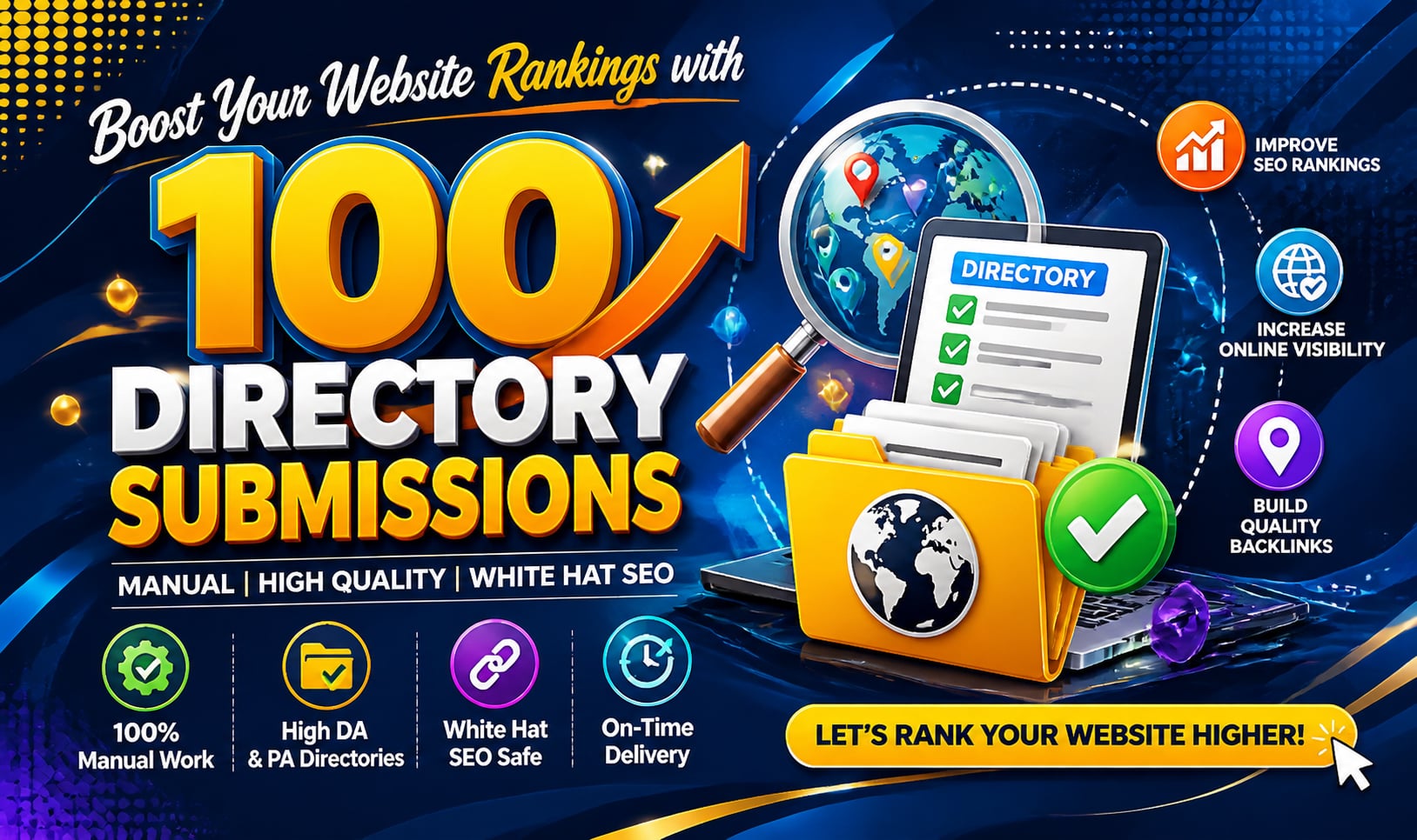 I will Provide your site to 100 premium directories Ranking on Google