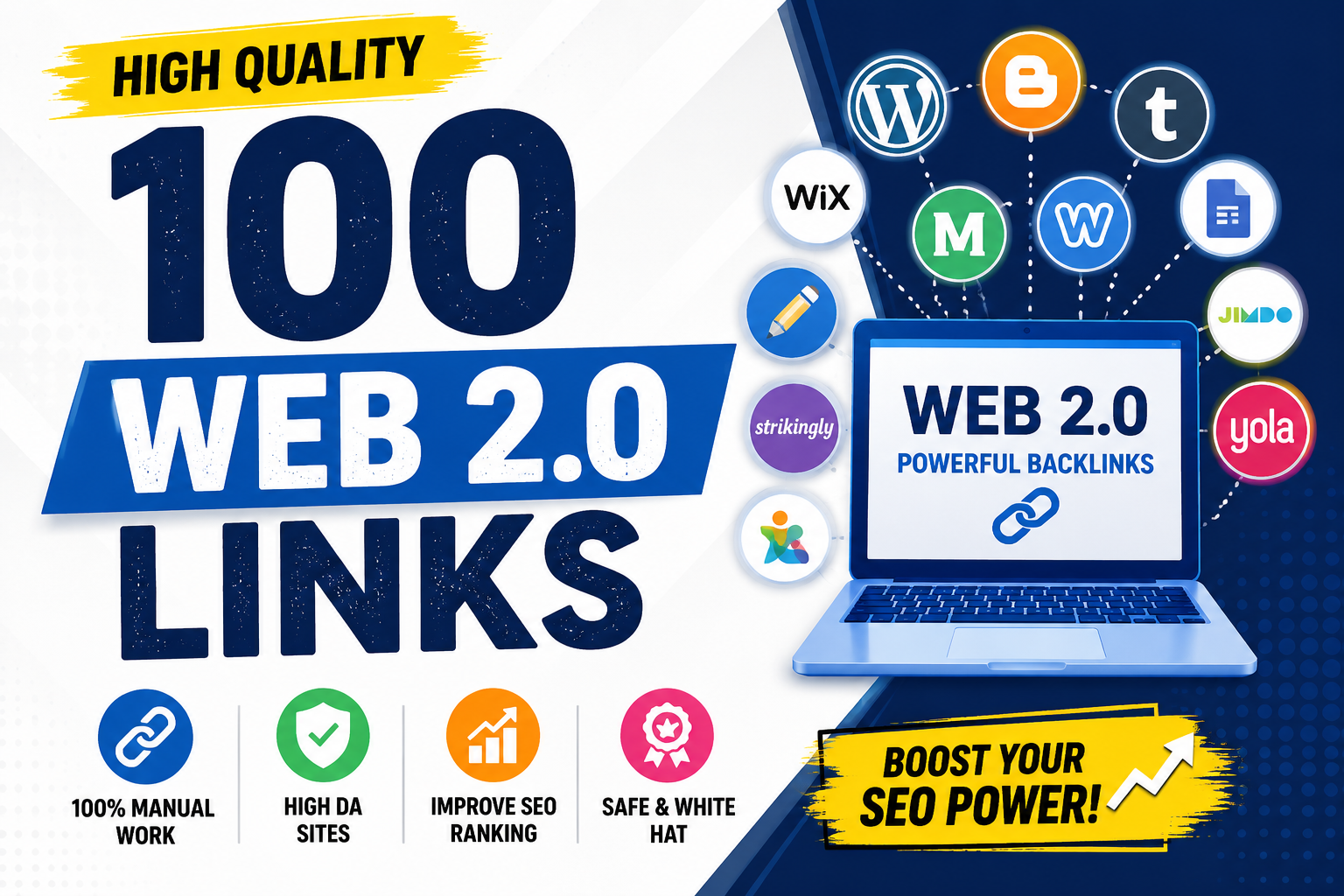I will build 100 high quality web 2.0 backlinks manua...