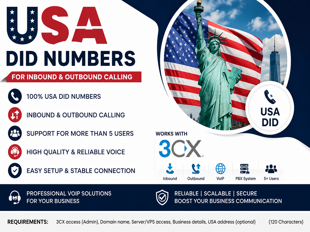 I will provide USA DID numbers for VoIP, SIP trunk and business calls
