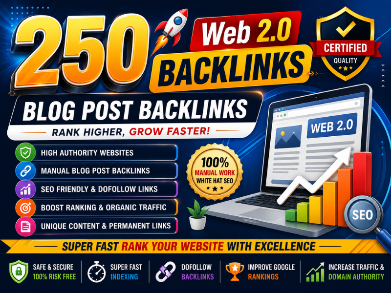 I Will Build 250 Manual Web 2.0 Backlinks for SEO Ran...