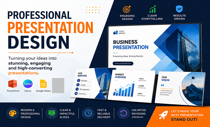 I will design professional PowerPoint, Canva, and G...