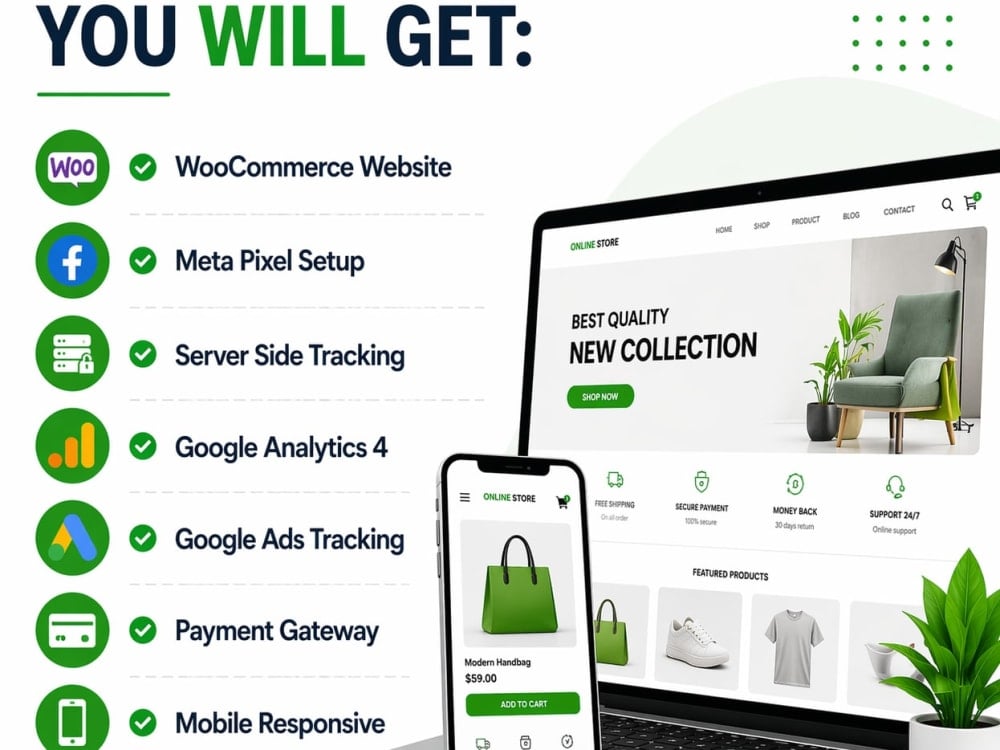 WooCommerce store with Meta Pixel, Conversion API, GA4 and Google Ads