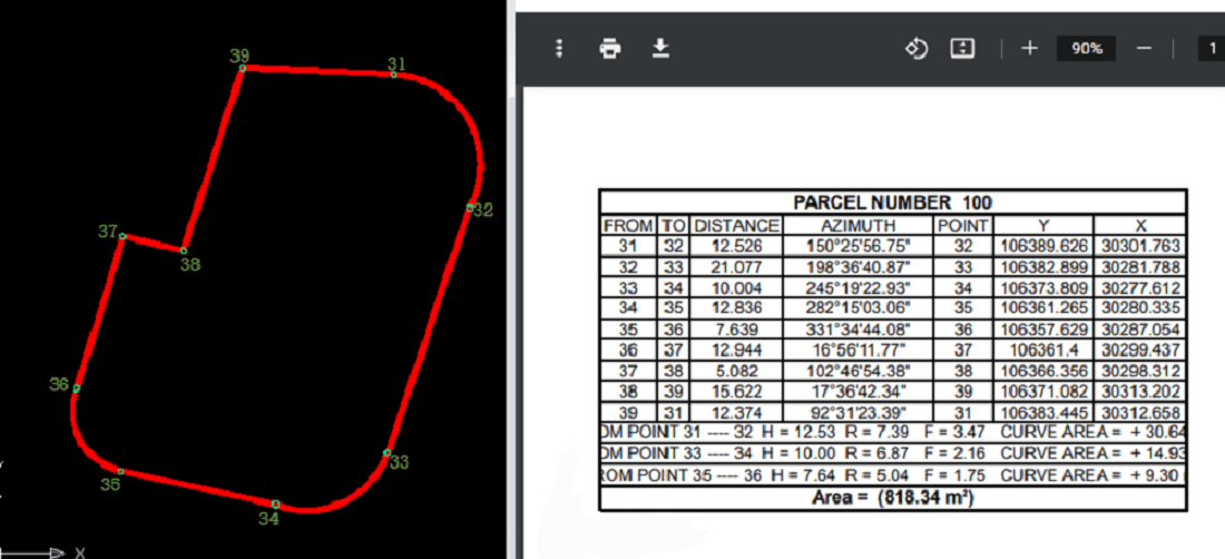 Professional Land Survey Report from AutoCAD Drawing