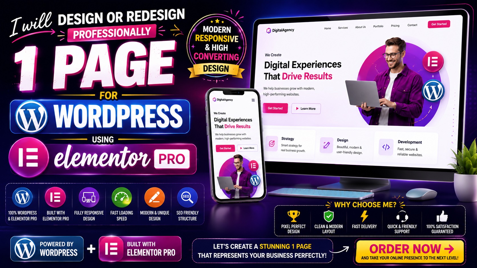 I will design or redesign Professionally 1 Page for W...