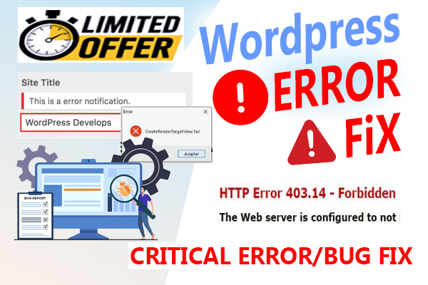 I will fix wordpress errors, bugs, critical issues and website problems fast