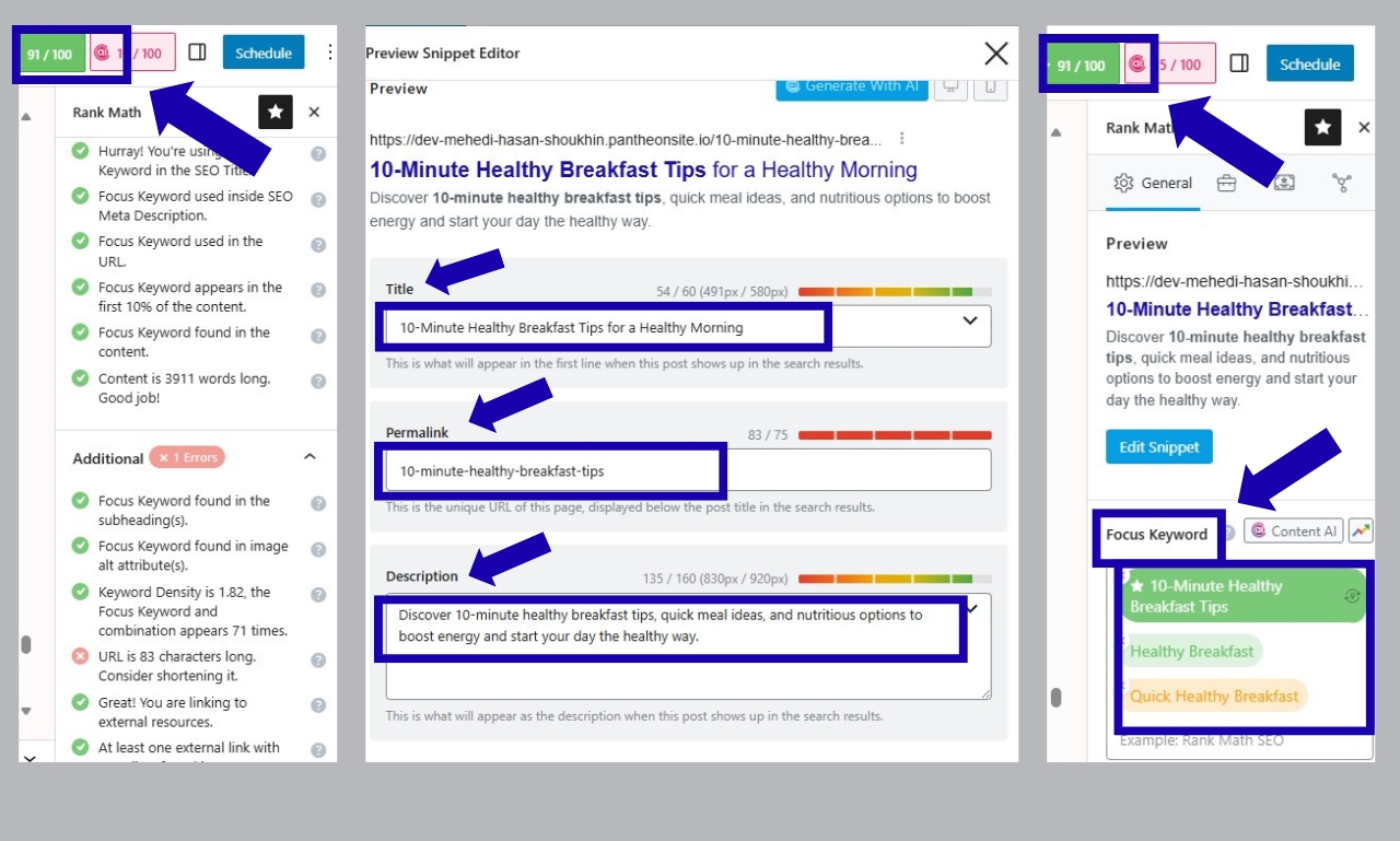 I will do WordPress on page and technical SEO using Rank Math or Yoast 