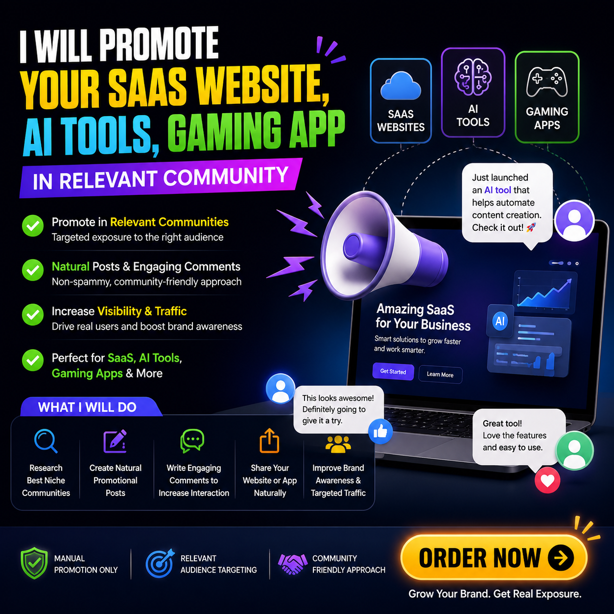 I will promote your SaaS website, AI tools, gaming ...