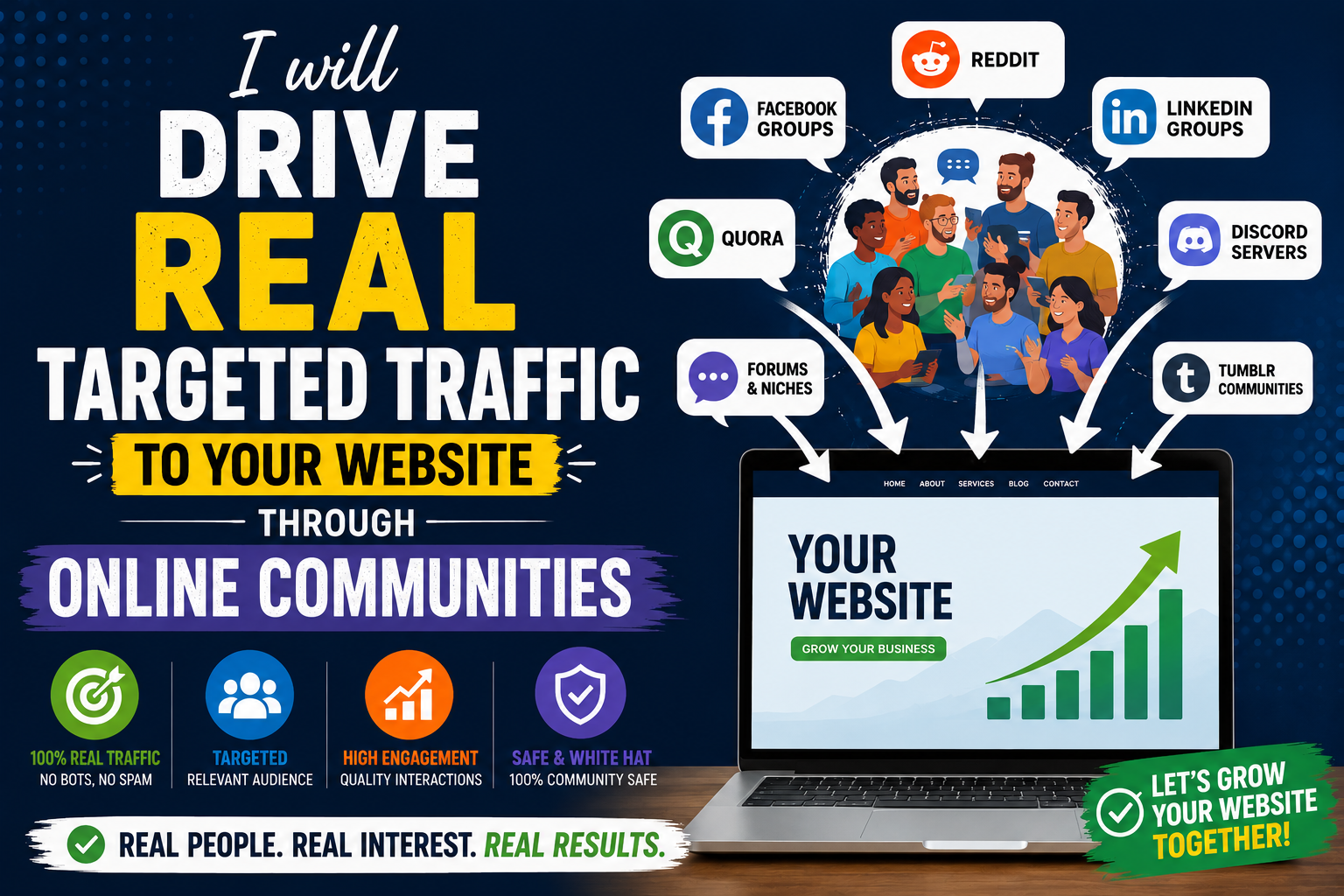 I will drive real targeted traffic to your website through Online communities
