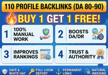I Will Create 110 Manual High DA 80-90 Profile Backlinks