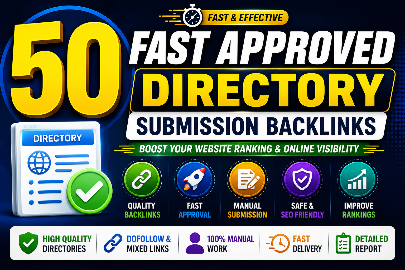 Make 50 fast approved directory submission backlinks