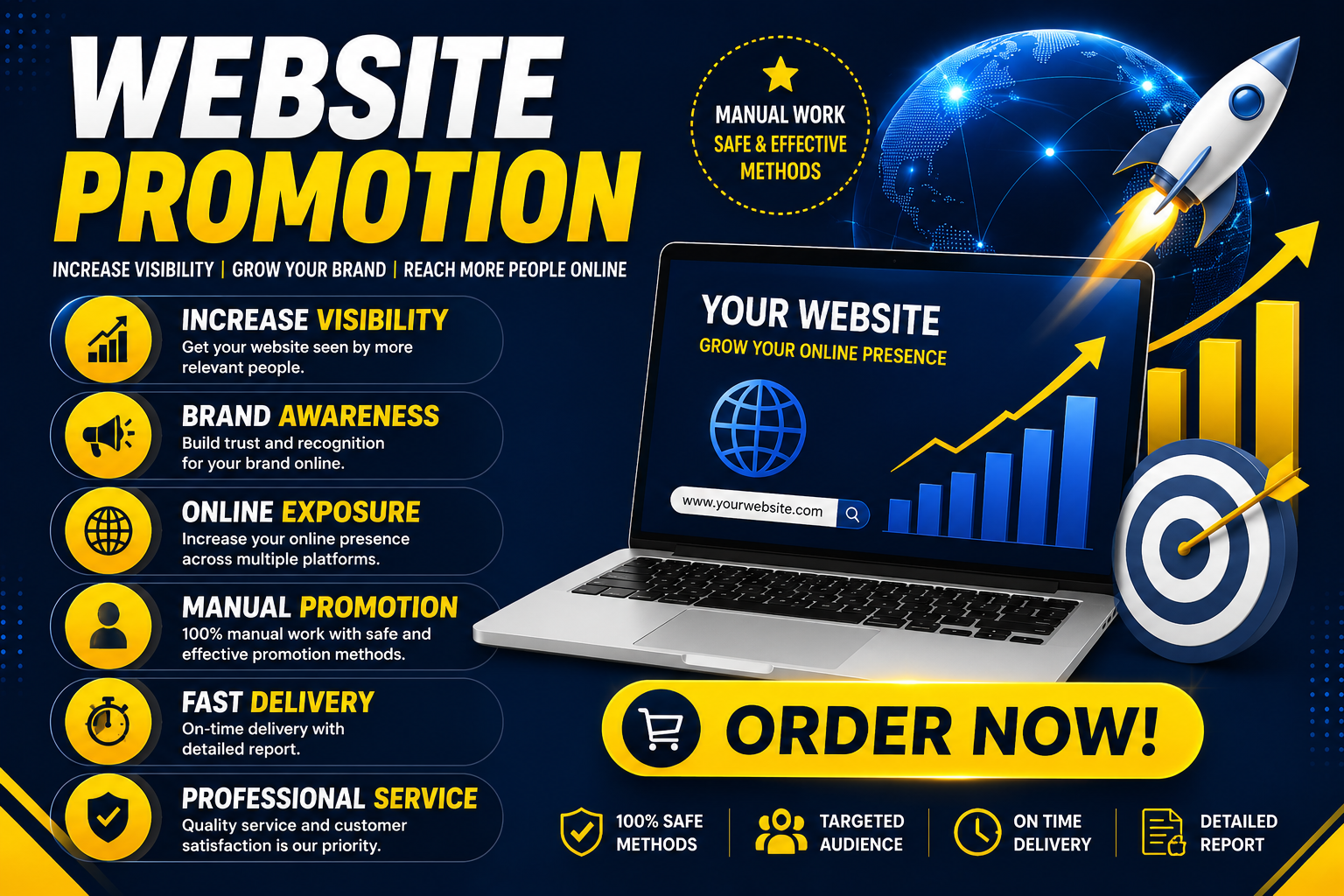 I will promote your website to improve visibility, b...