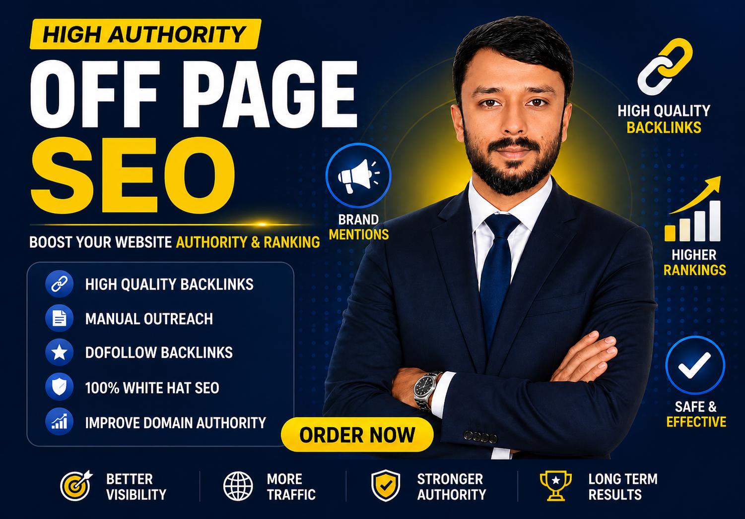 I will do high authority white hat off page SEO backlinks