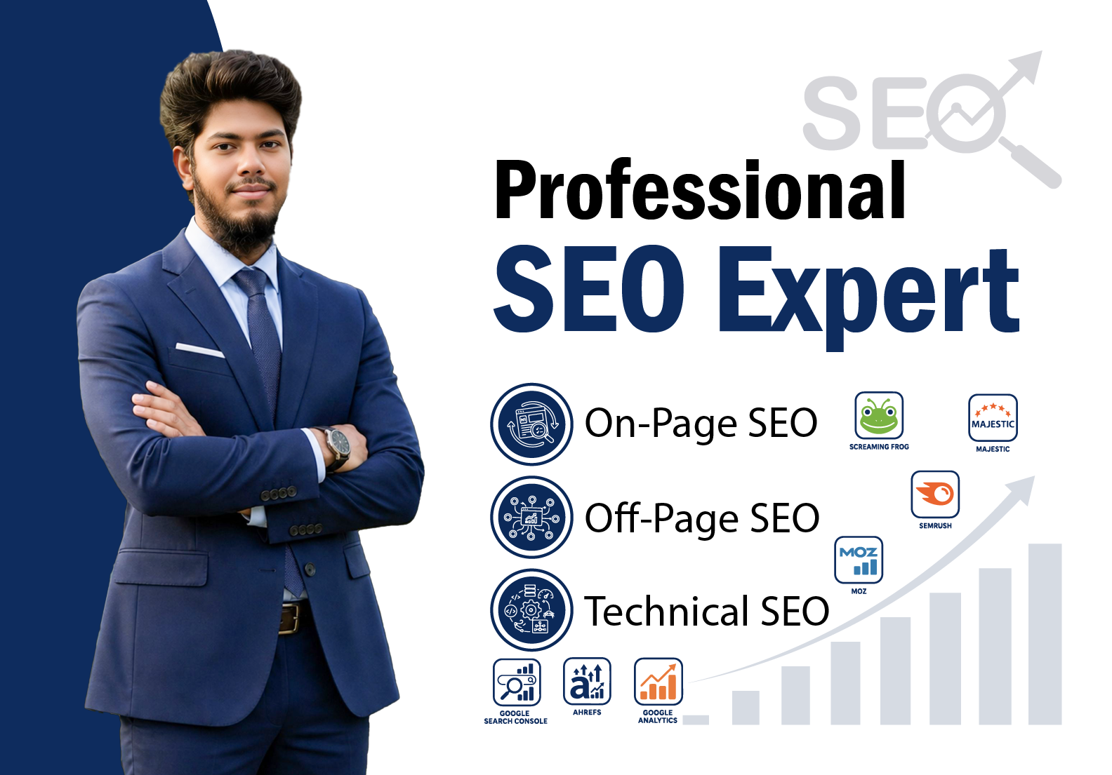 I will provide professional SEO services including On Page, Off Page and Technical SEO