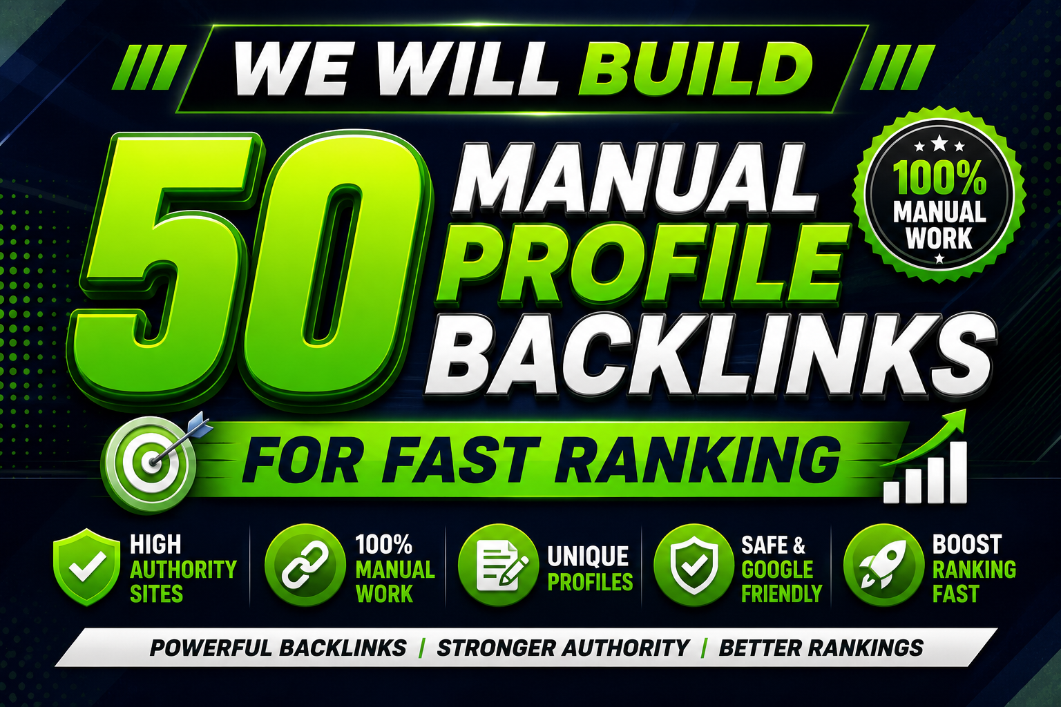 we will build 50 manual profile backlinks for fast ranking
