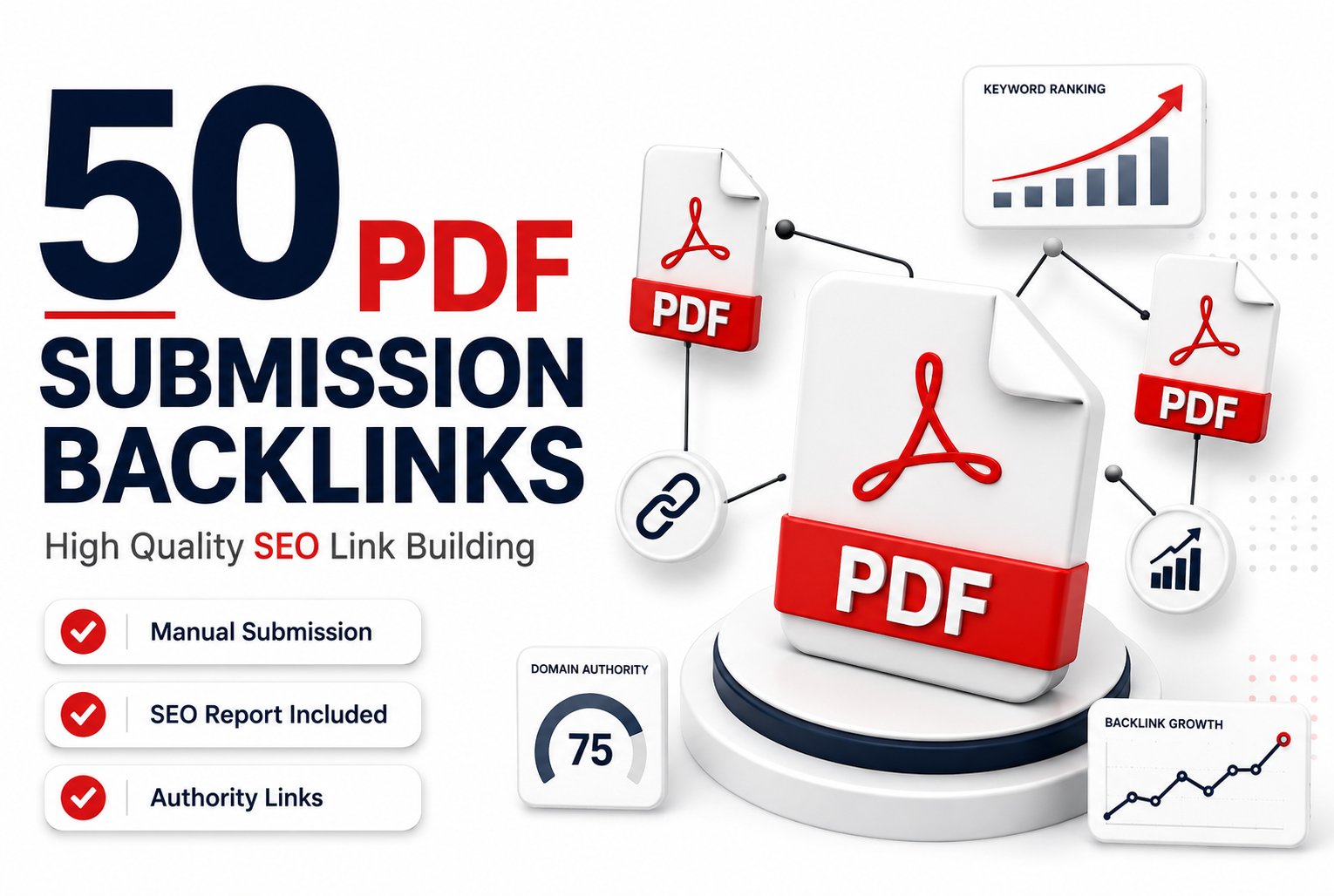 I will build 50 PDF submission backlinks to improve S...