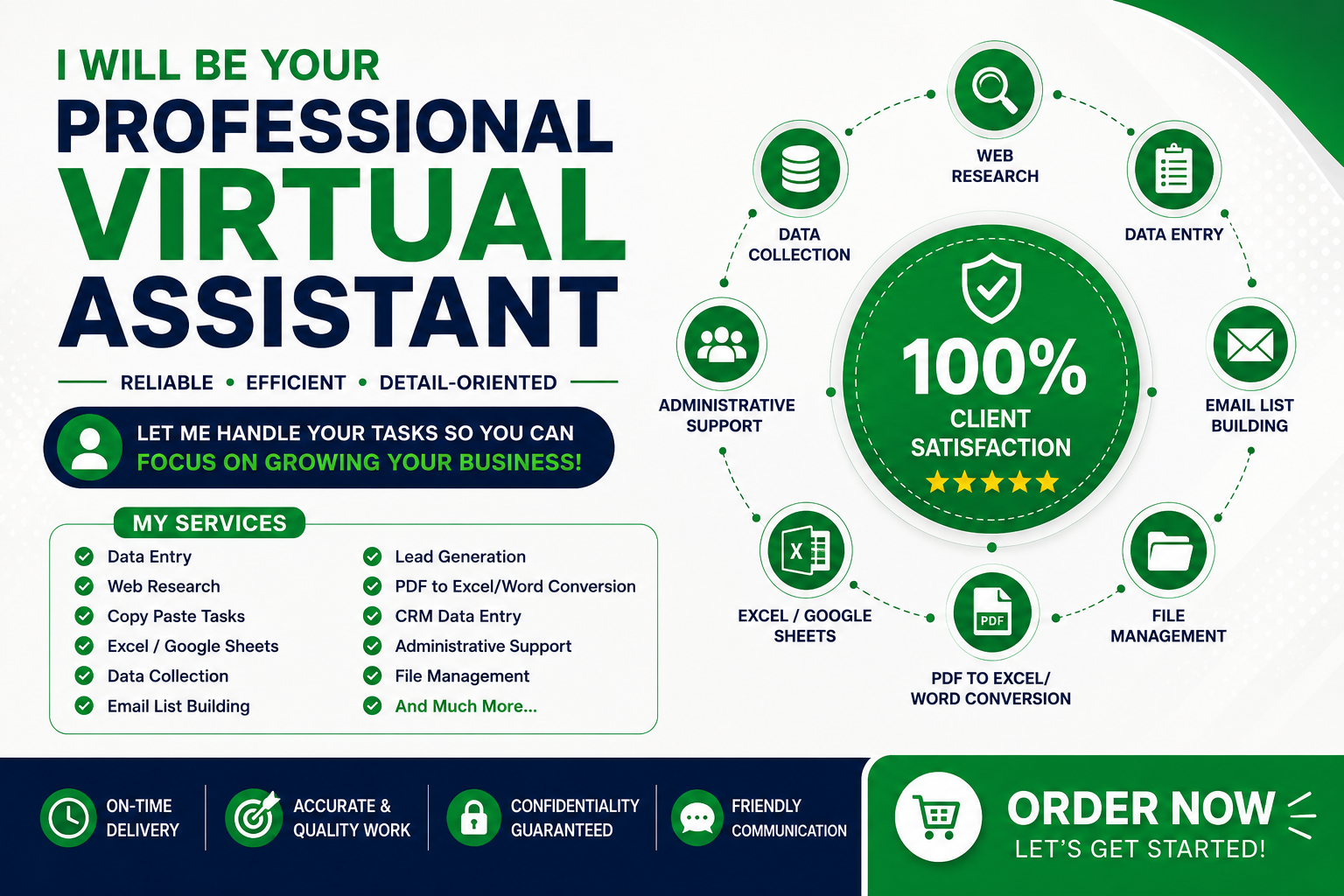I Will Be Your Professional Virtual Assistant for Data Entry, Web Research & Admin Support.
