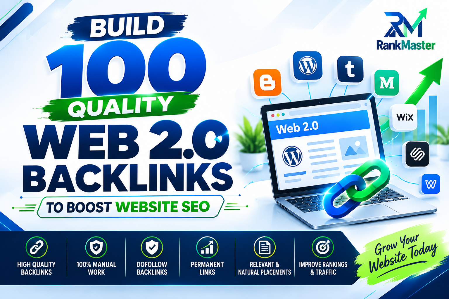 Build 100 Quality Web 2.0 Backlinks to Boost Website SEO