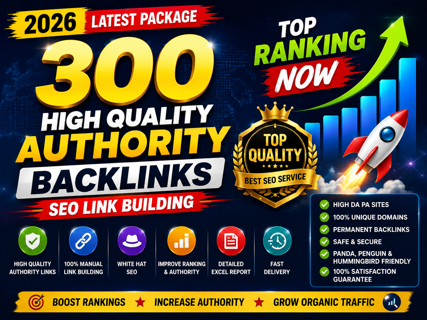 2026 Latest Package, 300 High Quality Authority Backlinks SEO Link Building, Top Ranking Now
