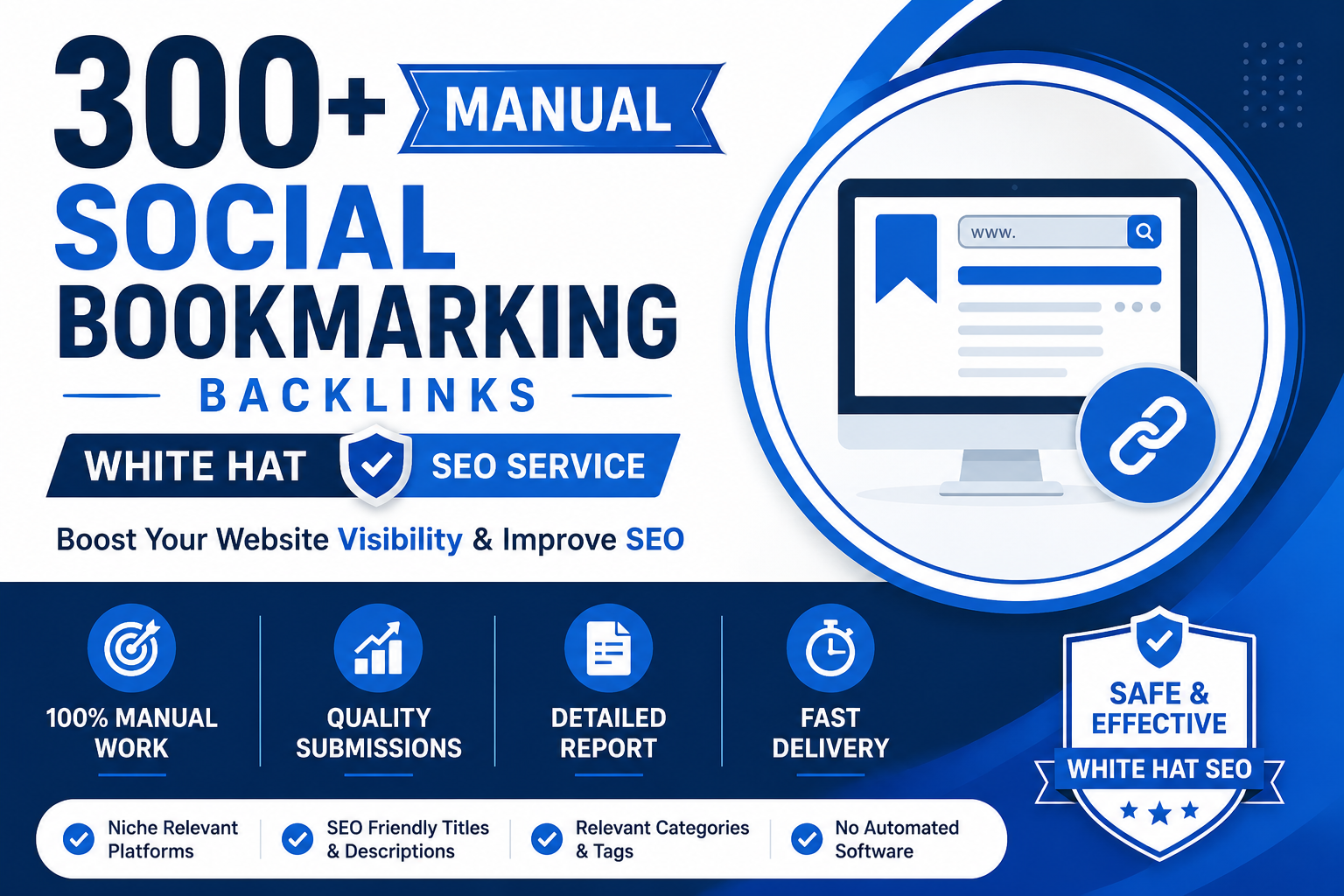 I Will Create 300 Manual Bookmarking Backlinks for Wh...