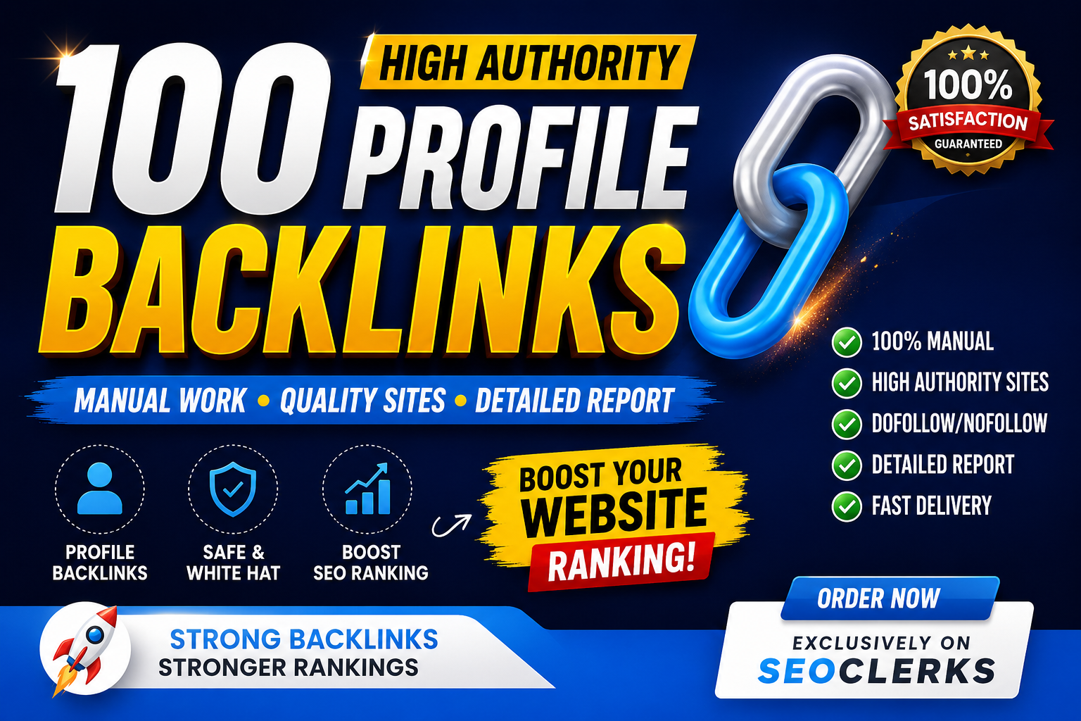 I Will Build 100 High Authority Manual Profile Backlinks for better SEO