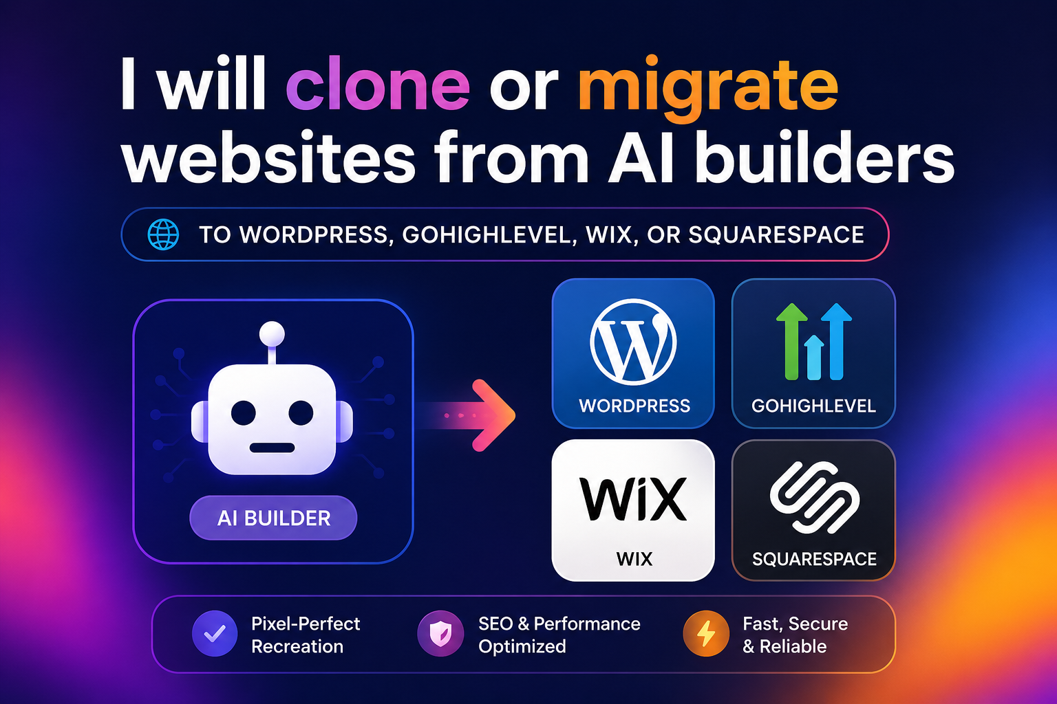 I will clone or migrate your AI website to WordPress, GHL, Wix or Kajabi