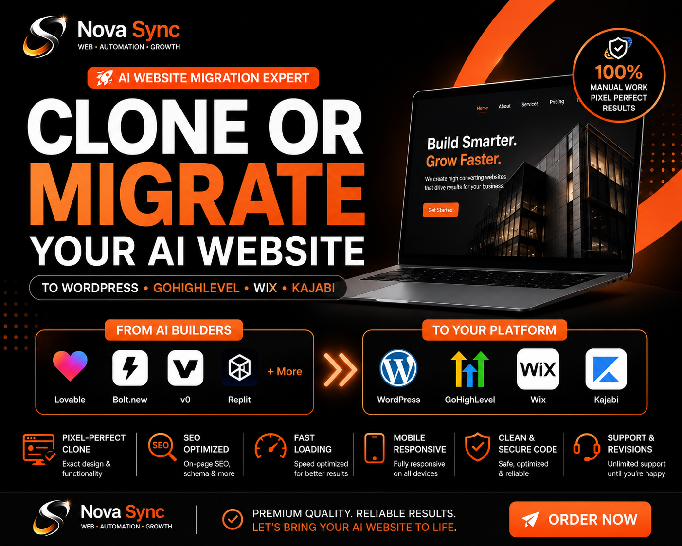 I will clone or migrate your AI website to WordPress, GHL, Wix or Kajabi