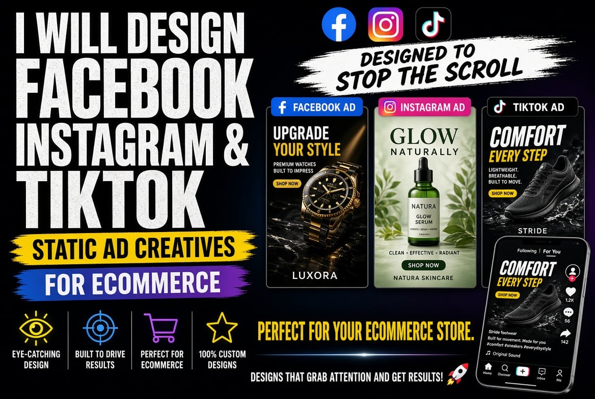 I Will Create Social Media Ad Creatives for Facebook, Instagram and TikTok