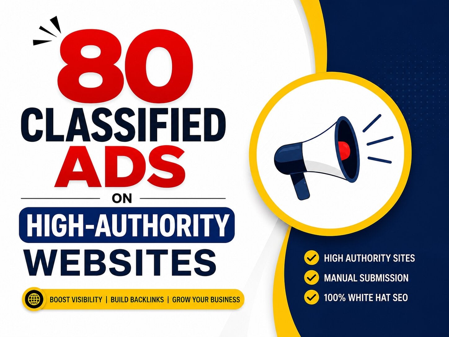 I will post 80 classified ads on high authority websi...