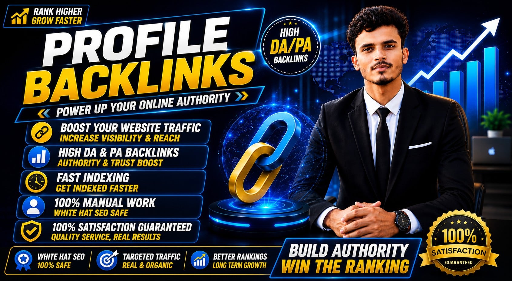 Provide 100 Manual High DA90+ Profile Backlinks for SEO Boost
