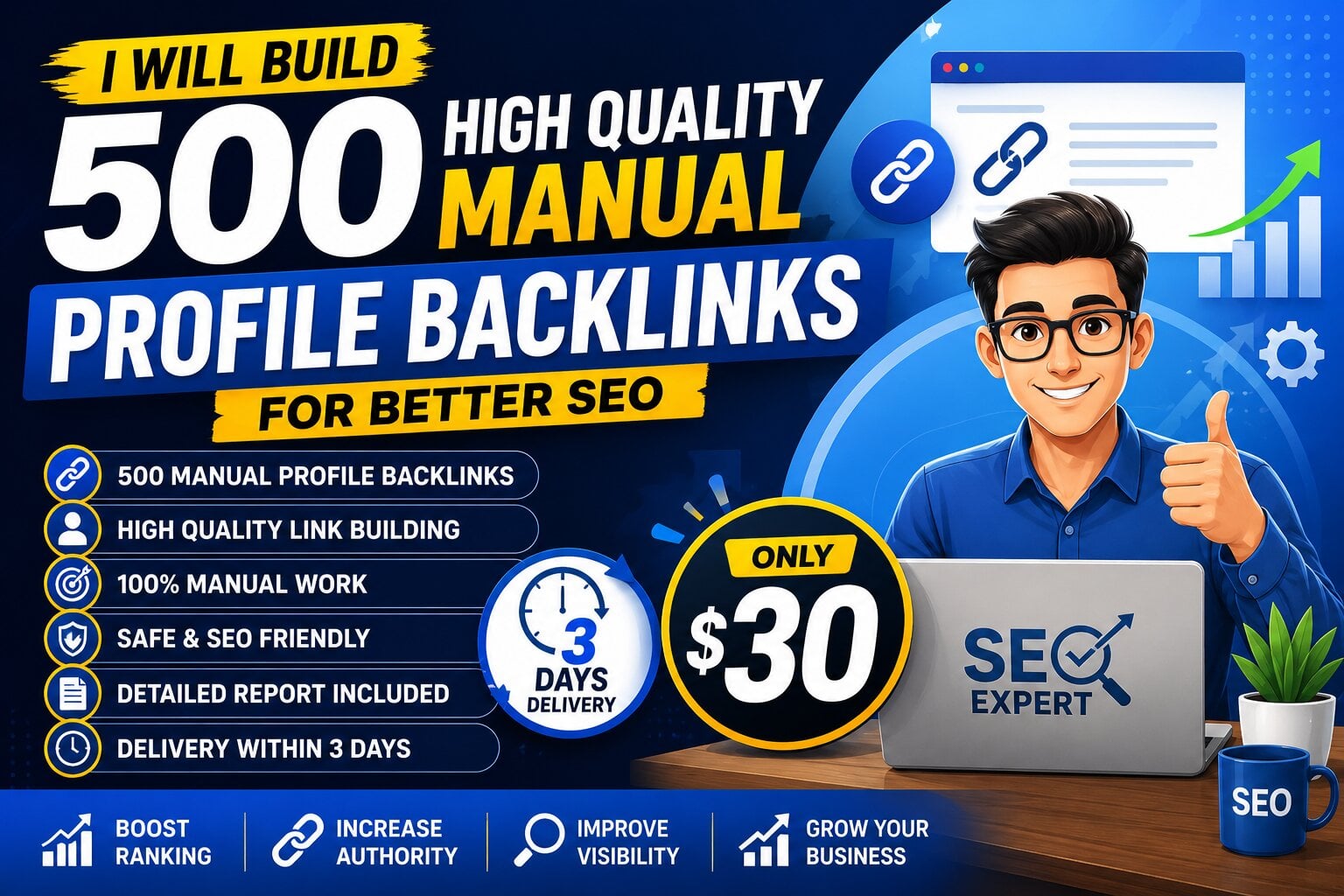 I Will Build 500 High Quality Manual Profile Backlinks for Better SEO
