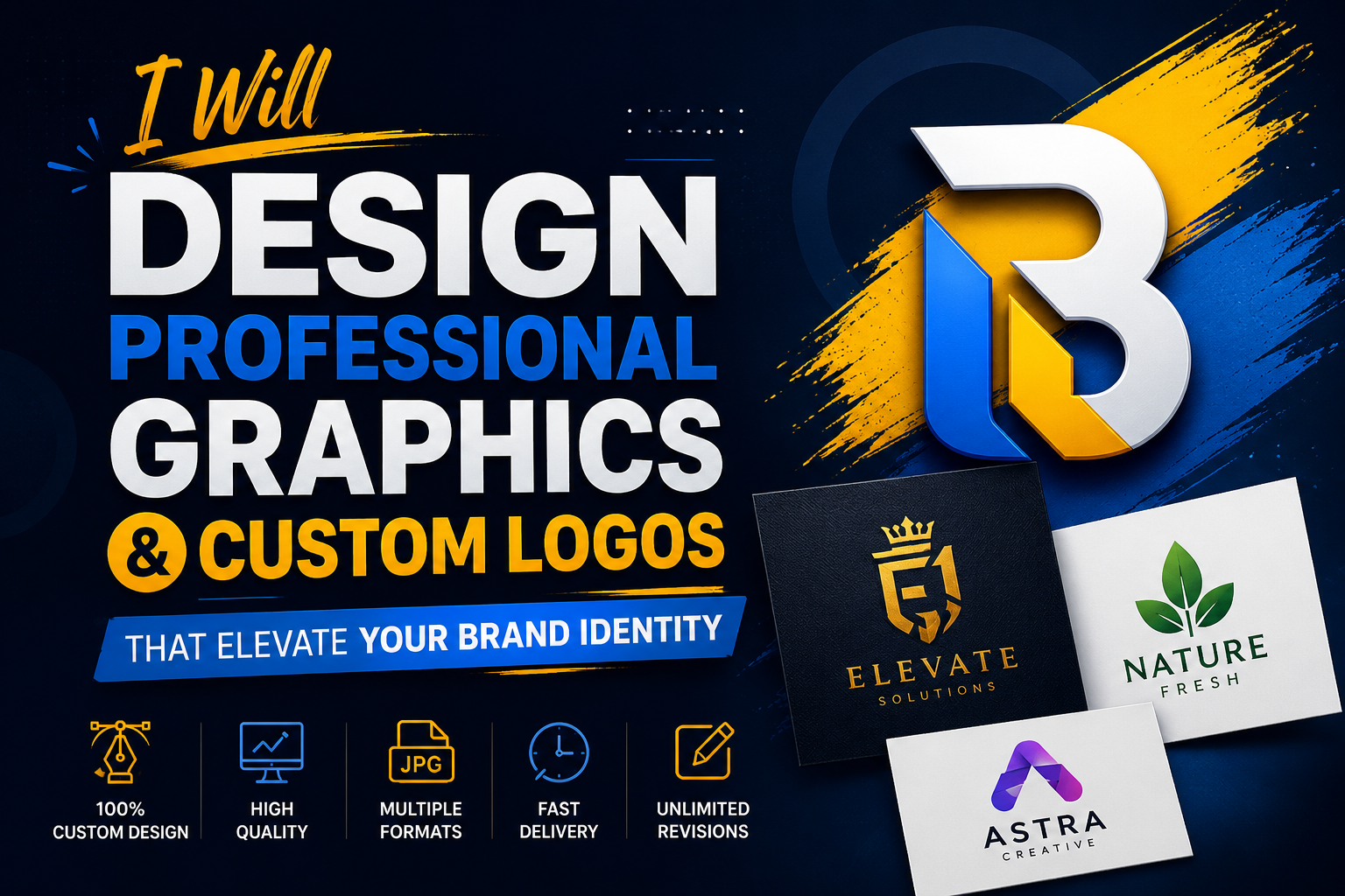 I Will Design Professional Graphics & Custom Logos That Elevate Your Brand Identity