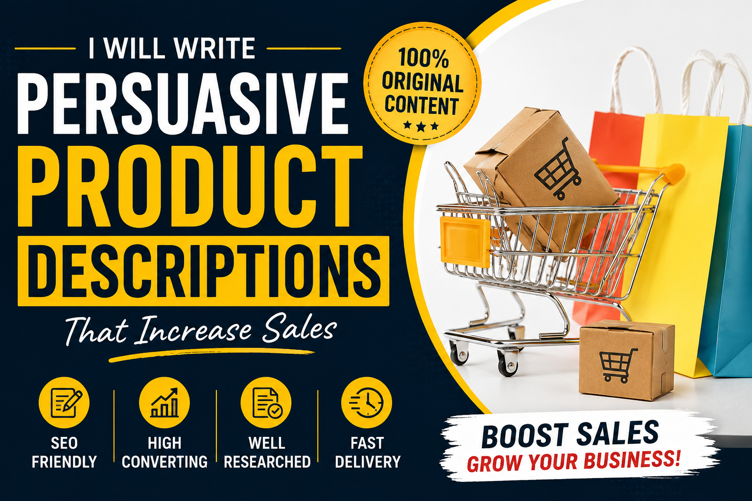 I will write persuasive product descriptions that increase sales